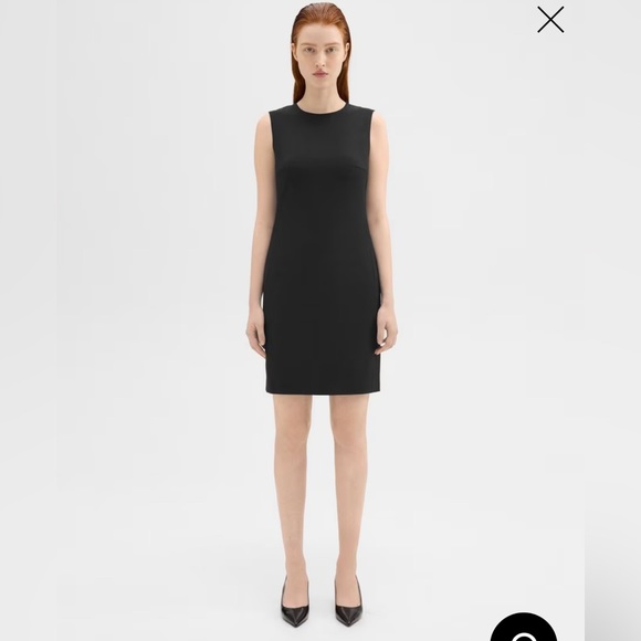 Theory Sleeveless Fitted Dress in Good Wool in Black - Picture 2 of 5